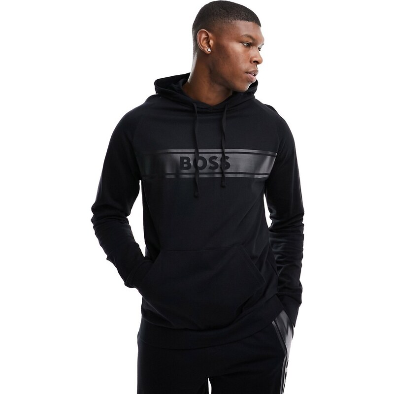 Boss Bodywear authentic hoodie with logo print in black