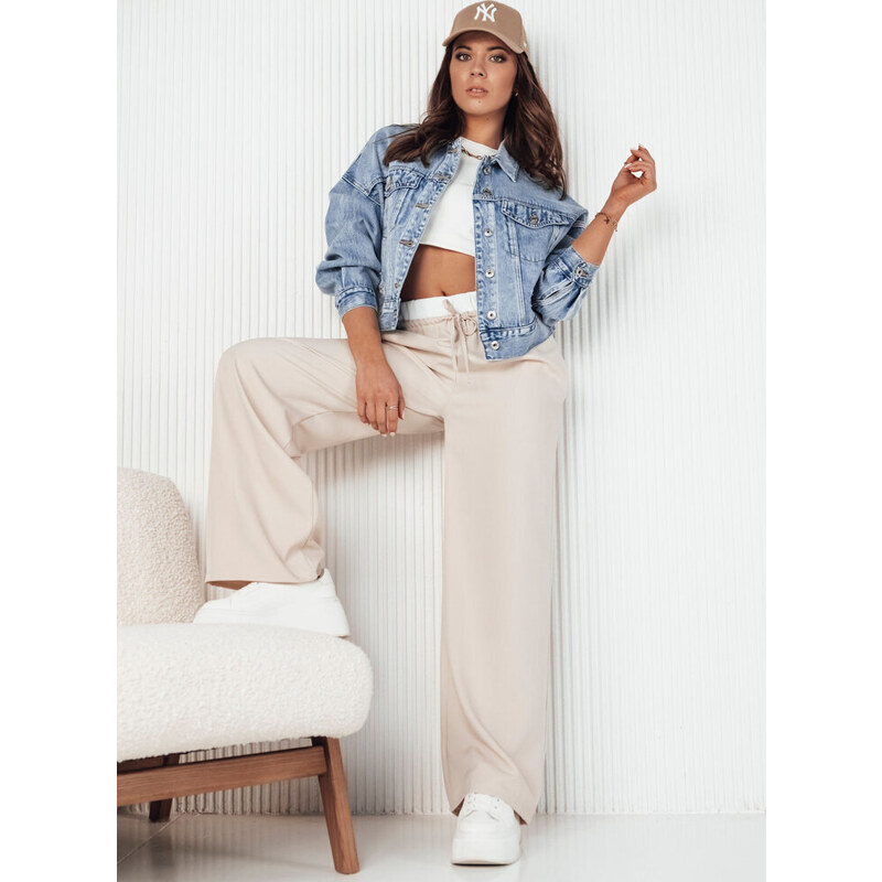 BASIC SVĚTLE MODRÁ OVERSIZE CROP DŽÍNOVÁ BUNDA COLINE Denim vzor