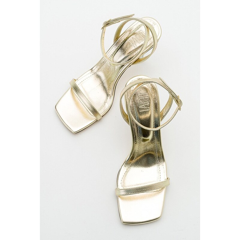 LuviShoes Edwin Metallic Gold Women's Heeled Shoes