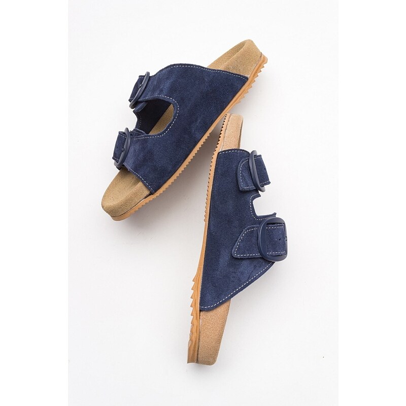 LuviShoes CHAMB Jeans Blue Genuine Leather Women's Slippers