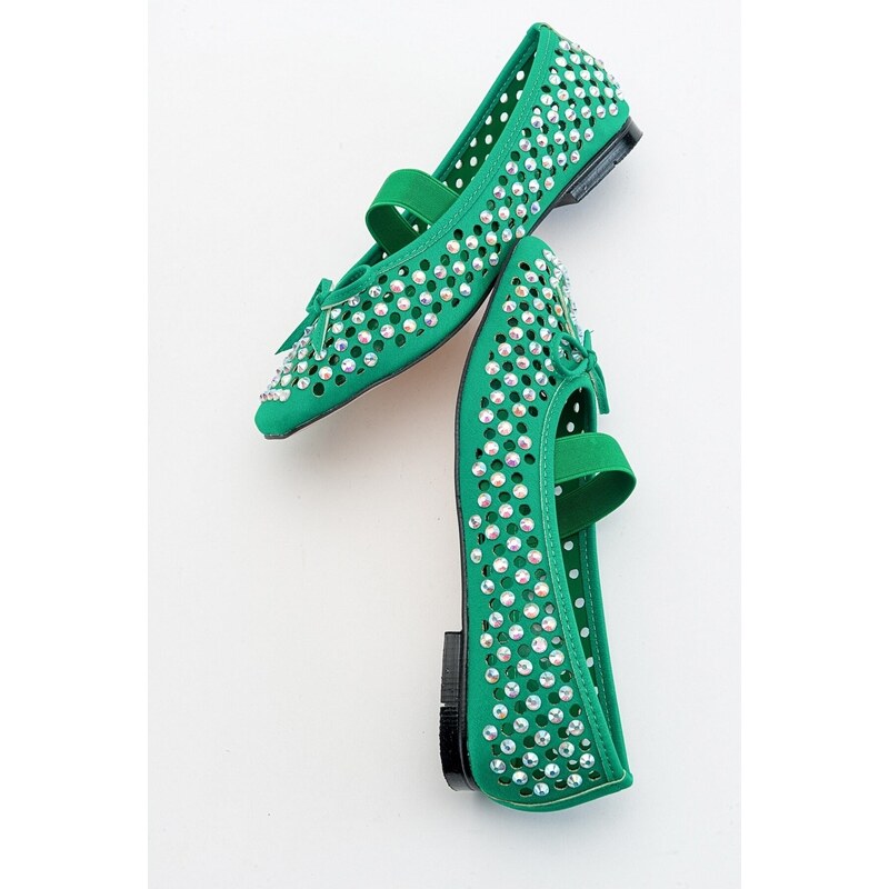 LuviShoes Babes Green Women's Flats