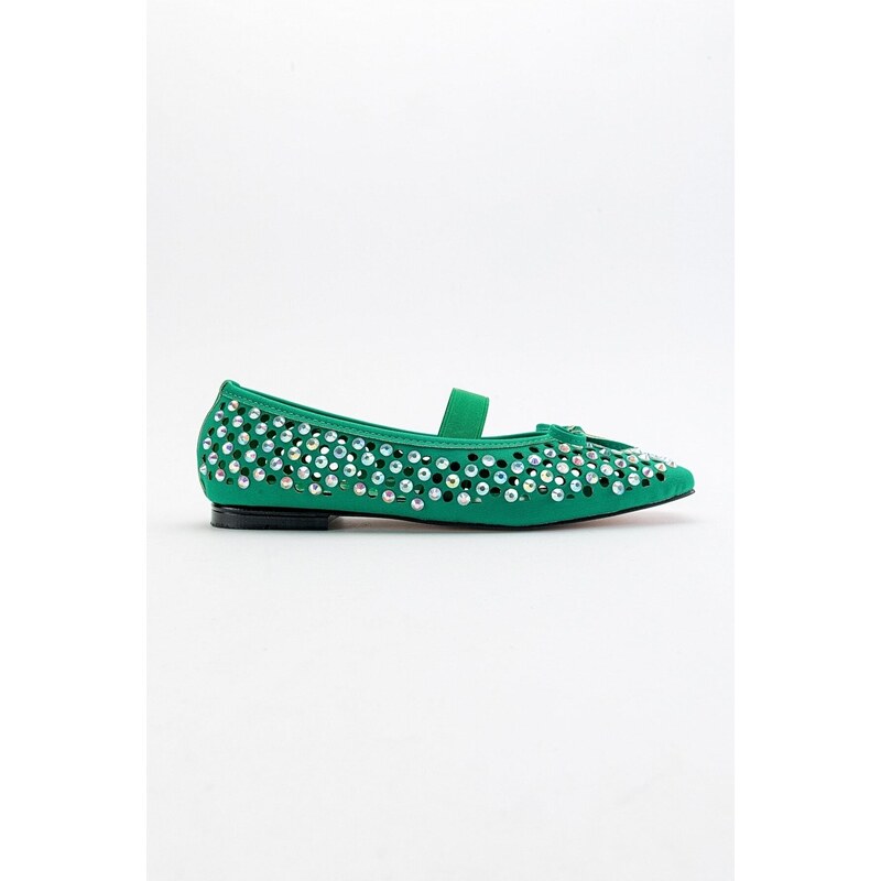 LuviShoes Babes Green Women's Flats