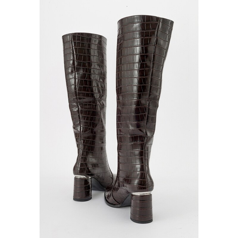 LuviShoes BELIS Women's Brown Print Heeled Boots