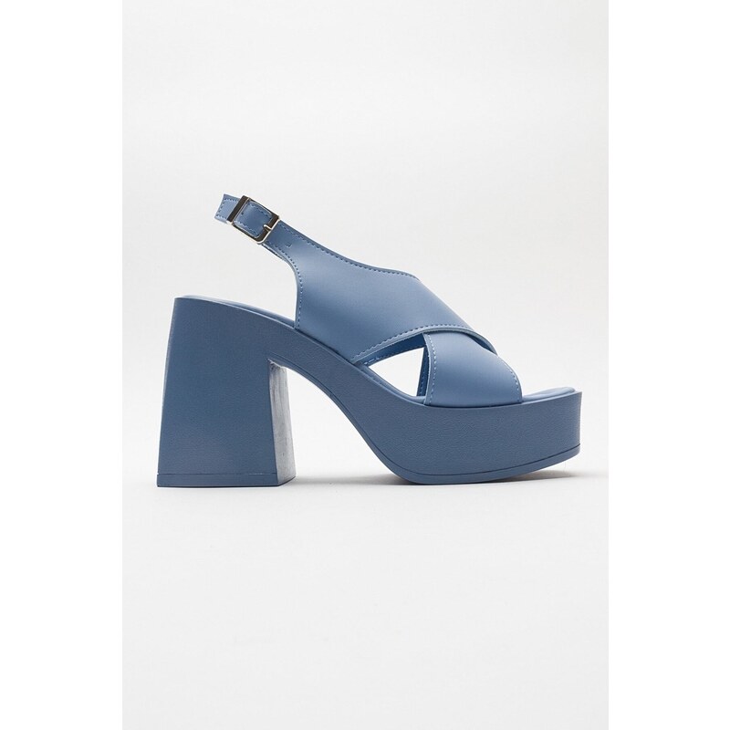 LuviShoes COVA Baby Blue Women's Heeled Sandals