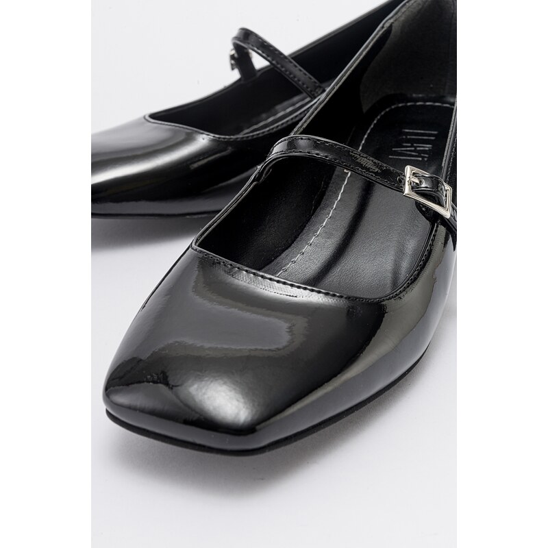 LuviShoes JOFF Black Patent Leather Women's Heeled Shoes