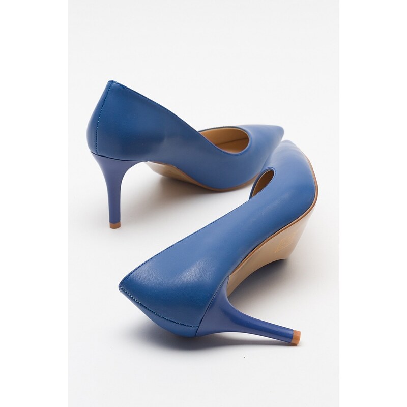 LuviShoes MERCY Women's Blue Heeled Shoes