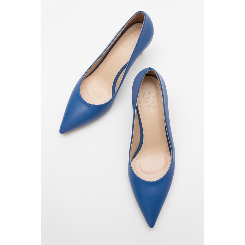 LuviShoes MERCY Women's Blue Heeled Shoes