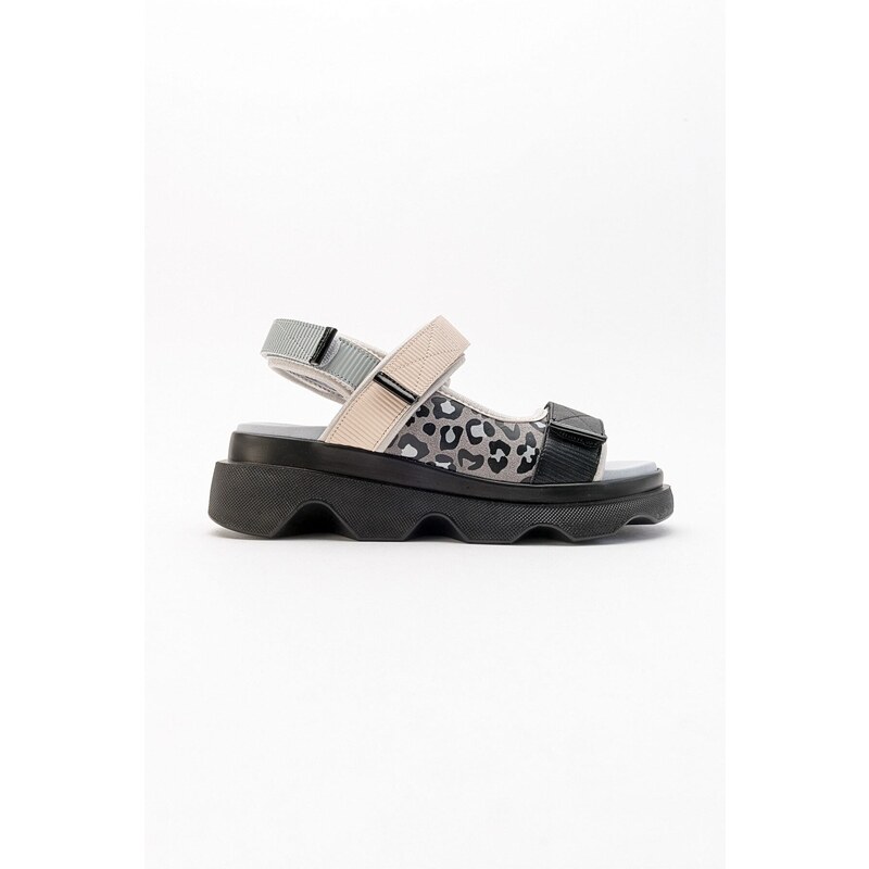 LuviShoes Tedy Black Gray Patterned Women's Sandals