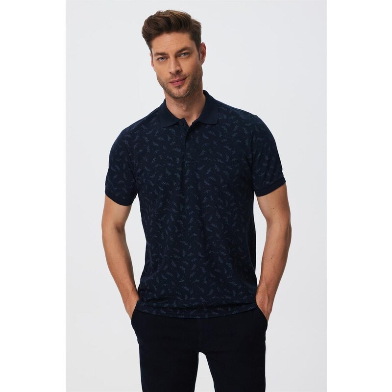 Lee Cooper Newpine Men's Polo Neck T-shirt Navy Blue