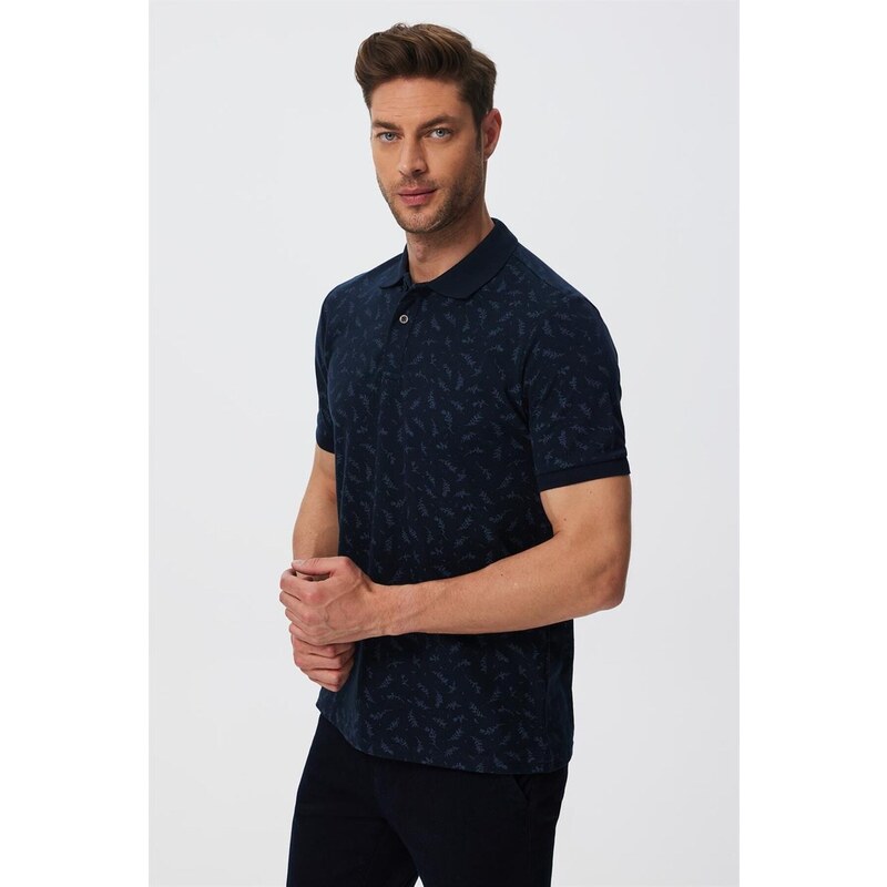 Lee Cooper Newpine Men's Polo Neck T-shirt Navy Blue