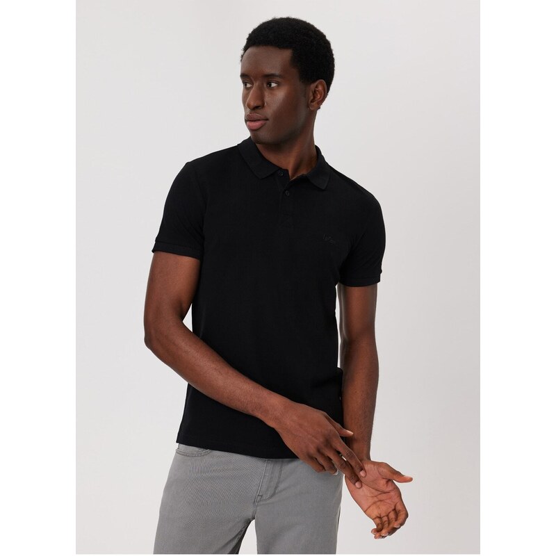 Lee Cooper Men's Black Polo T-shirt 232 Lcm 242048 Twins Black