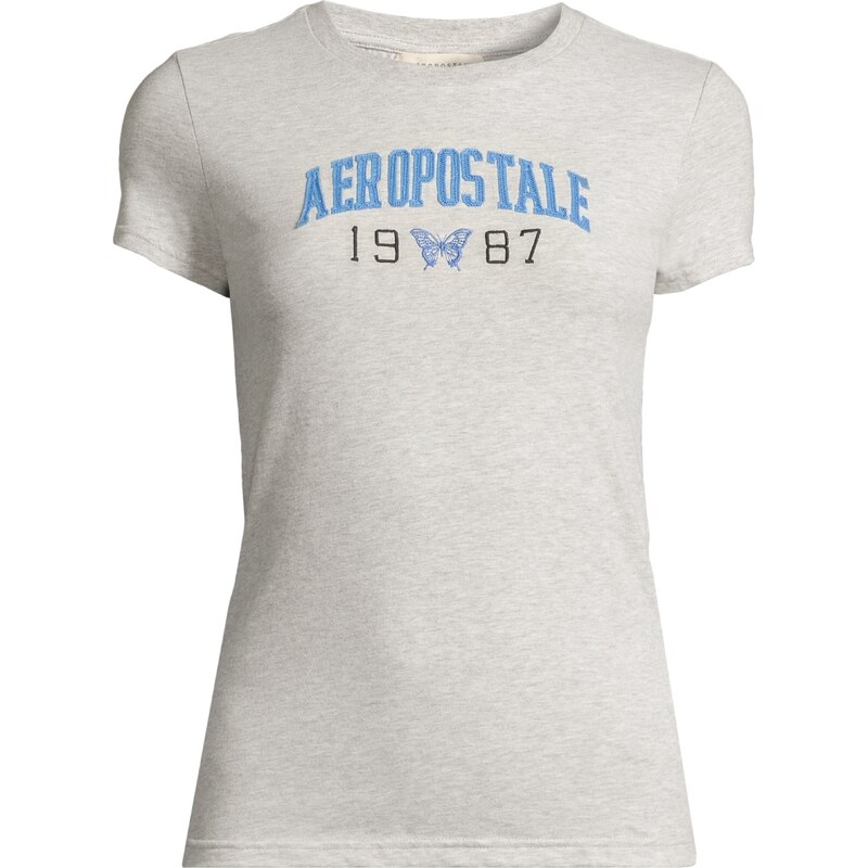 AÉROPOSTALE Tričko JKI ARCH 1987 BTTRFLY azurová / šedý melír / černá 109496322