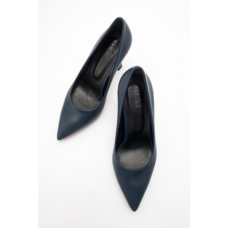 LuviShoes FOREST Women's Navy Blue Skin Heeled Shoes