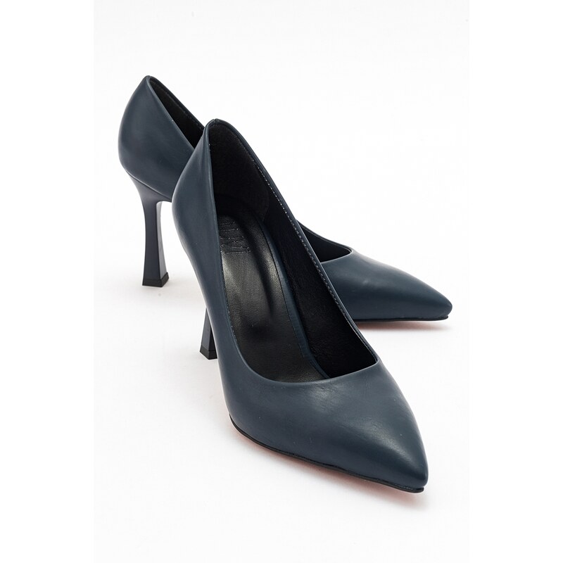 LuviShoes FOREST Women's Navy Blue Skin Heeled Shoes