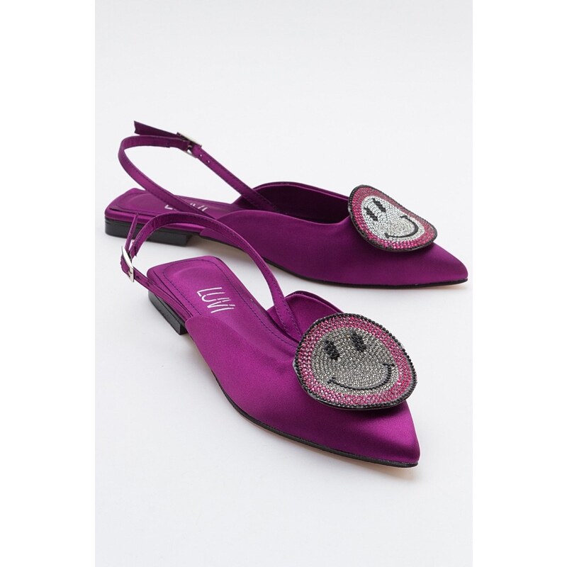 LuviShoes GEVEL Women's Purple Satin Flats.