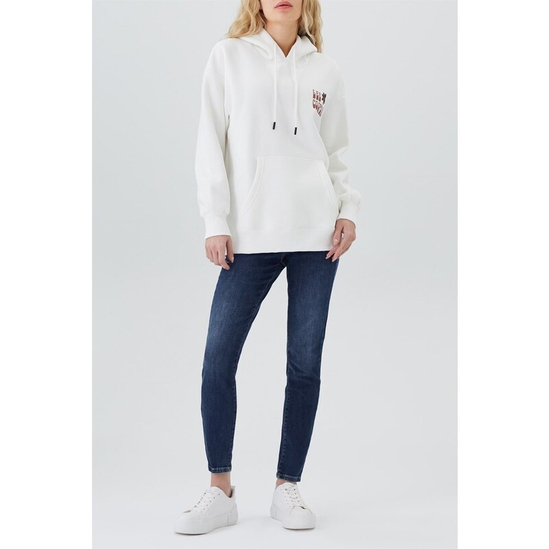 Lee Cooper Ella Women's Hooded Sweatshirt Ecru