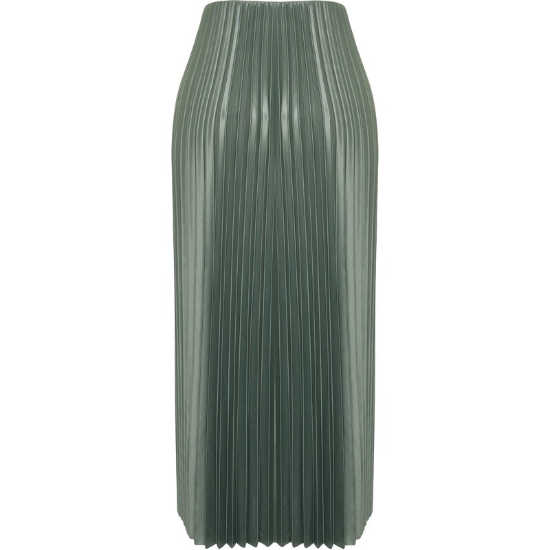 Trendyol Mint Pleated Maxi Knitted Skirt