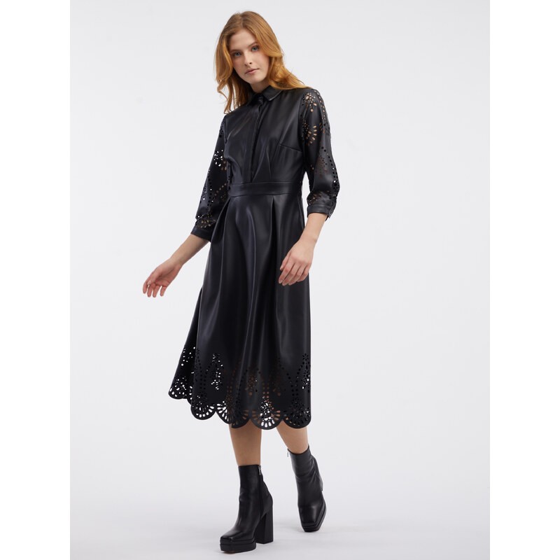 Orsay Černé dámské koženkové šaty - Dámské