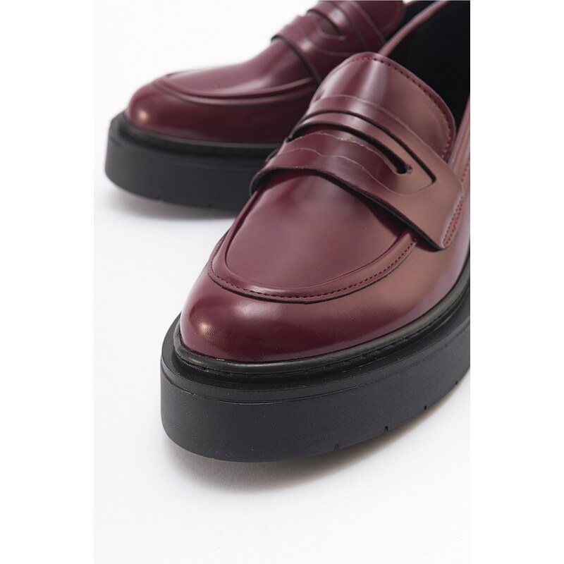 LuviShoes NONTE Women's Burgundy Spread Loafers