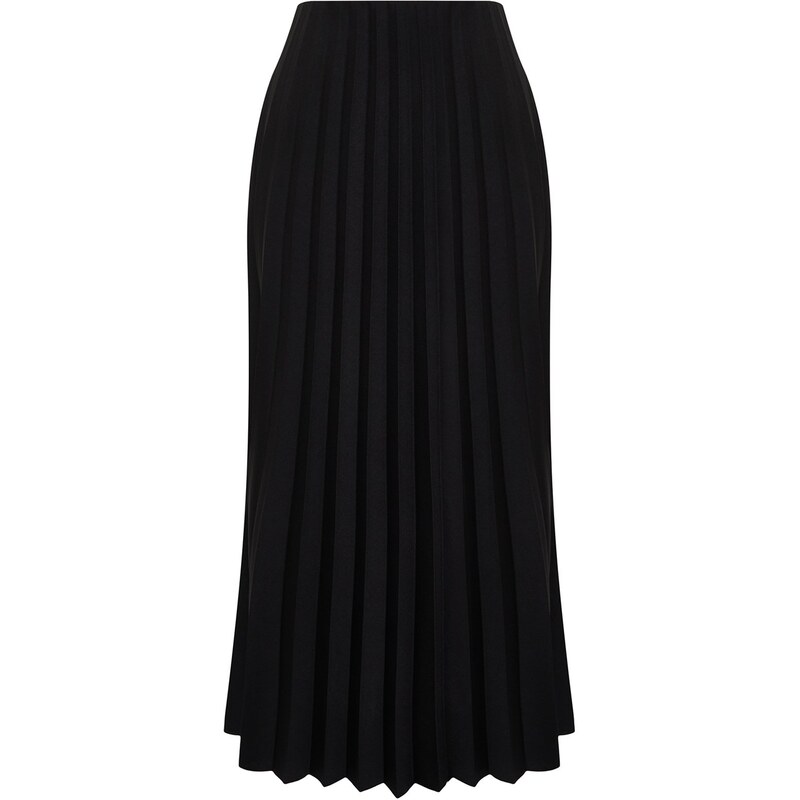 Trendyol Black Pleated Knitted Skirt