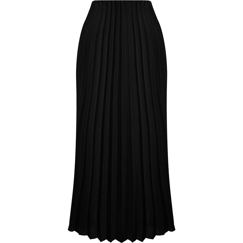 Trendyol Black Pleated Knitted Skirt