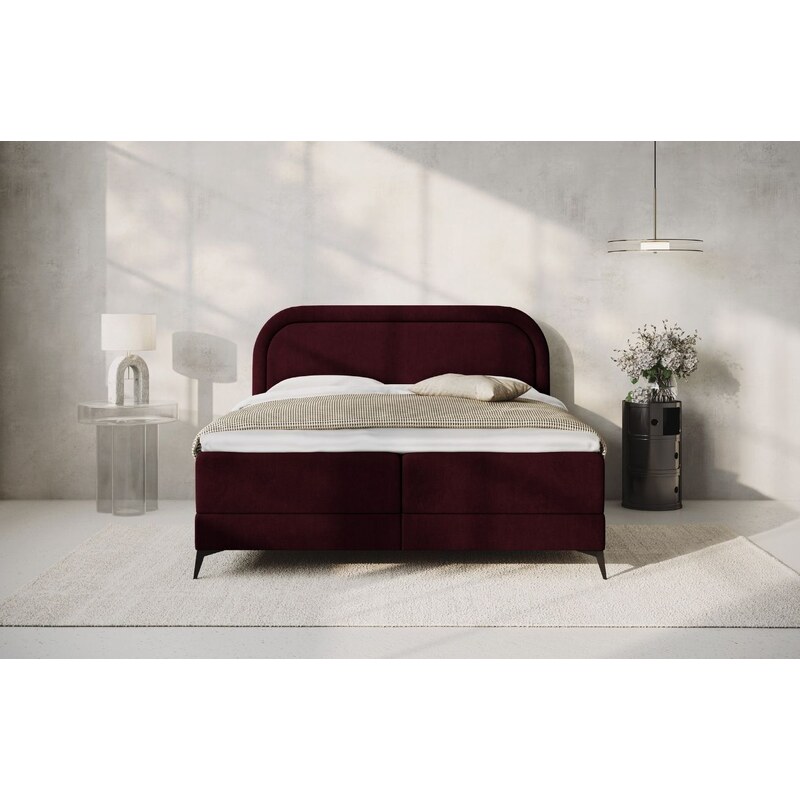 Červená čalouněná dvoulůžková postel boxspring Cosmopolitan Design Eclipse 180 x 200 cm