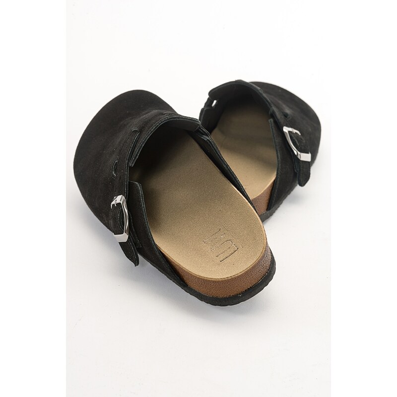 LuviShoes GONS Black Women's Suede Leather Slippers