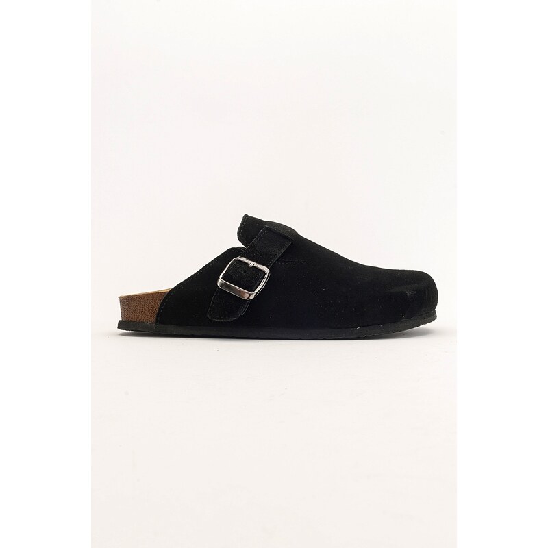 LuviShoes GONS Black Women's Suede Leather Slippers