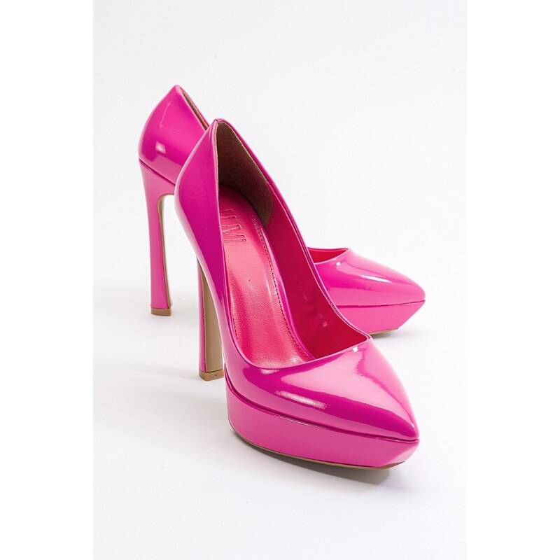 LuviShoes Peev Fuchsia Patent Leather Women's Heeled Shoes