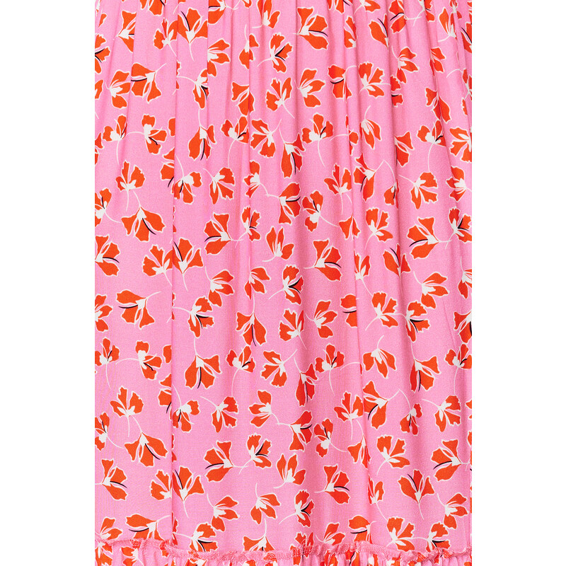 Trendyol Pink Floral Patterned Woven Skirt