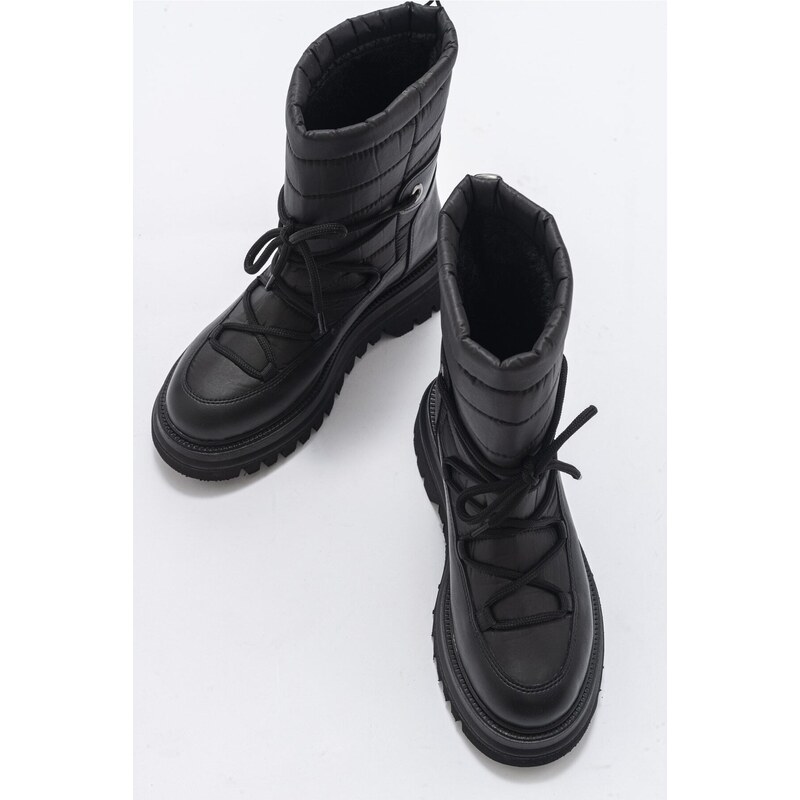 LuviShoes Weld Black Skin Women's Snow Boots