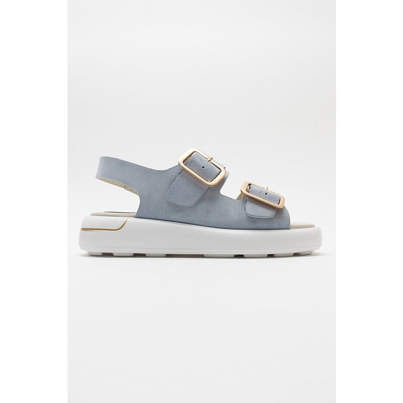 LuviShoes Baby Blue Suede Genuine Leather Women's Sandals