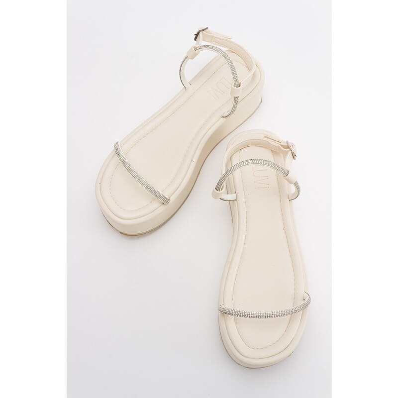 LuviShoes Ekos Women's Ecru Beige Sandals