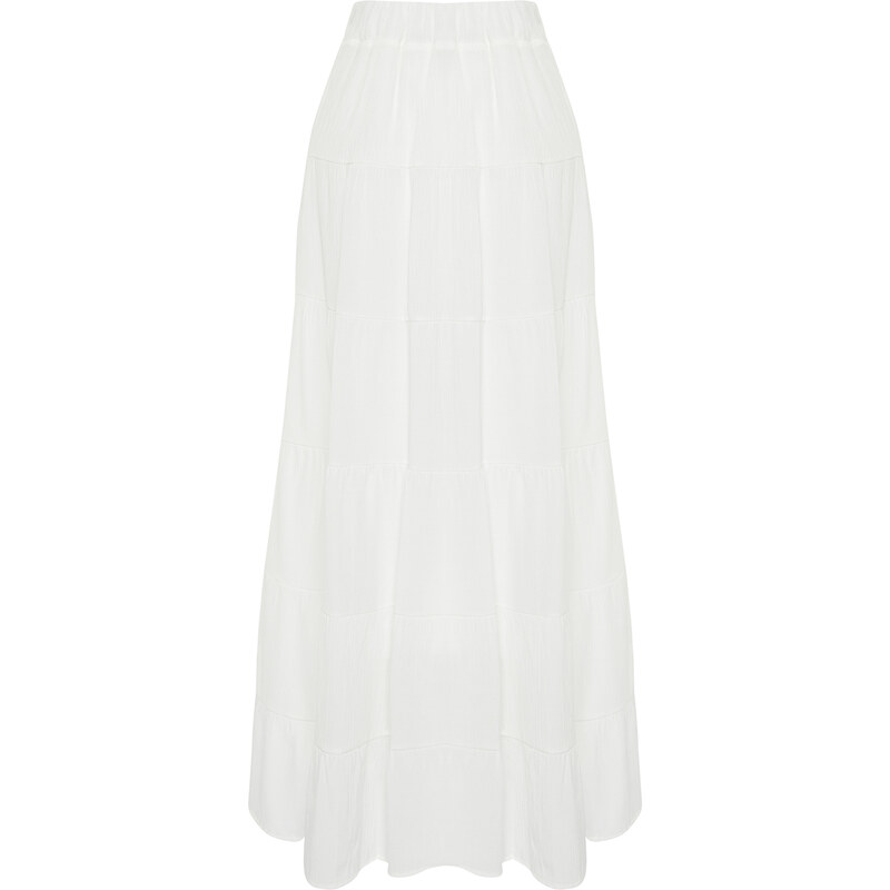 Trendyol White Basic Lined Woven Skirt