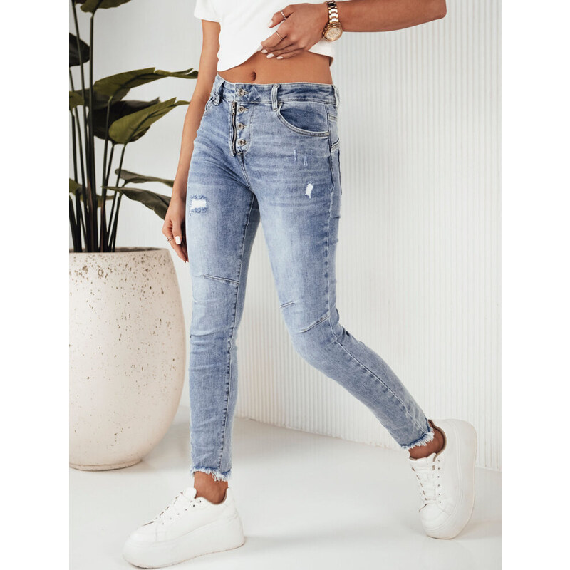 BASIC MODRÉ SKINNY DŽÍNY GINA Denim vzor