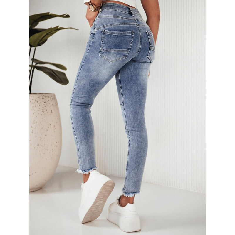 BASIC MODRÉ SKINNY DŽÍNY GINA Denim vzor