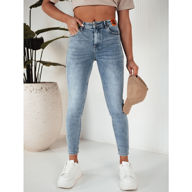 BASIC MODRÉ DŽÍNOVÉ SKINNY KALHOTY NIRE Denim vzor