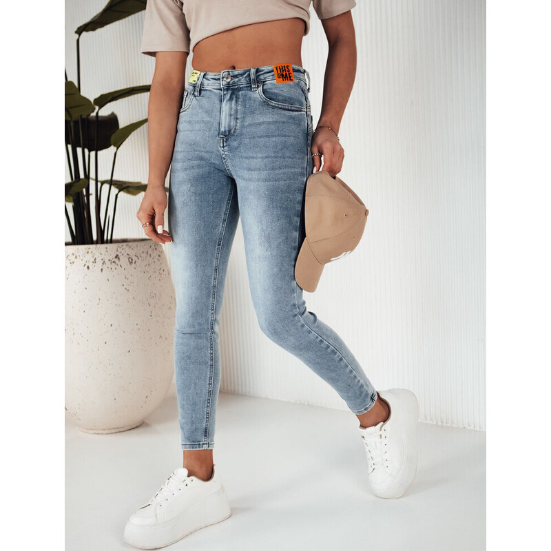 BASIC MODRÉ DŽÍNOVÉ SKINNY KALHOTY NIRE Denim vzor