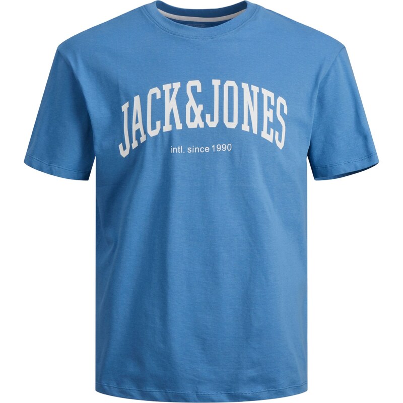 JACK & JONES Tričko JJEJosh azurová / bílá