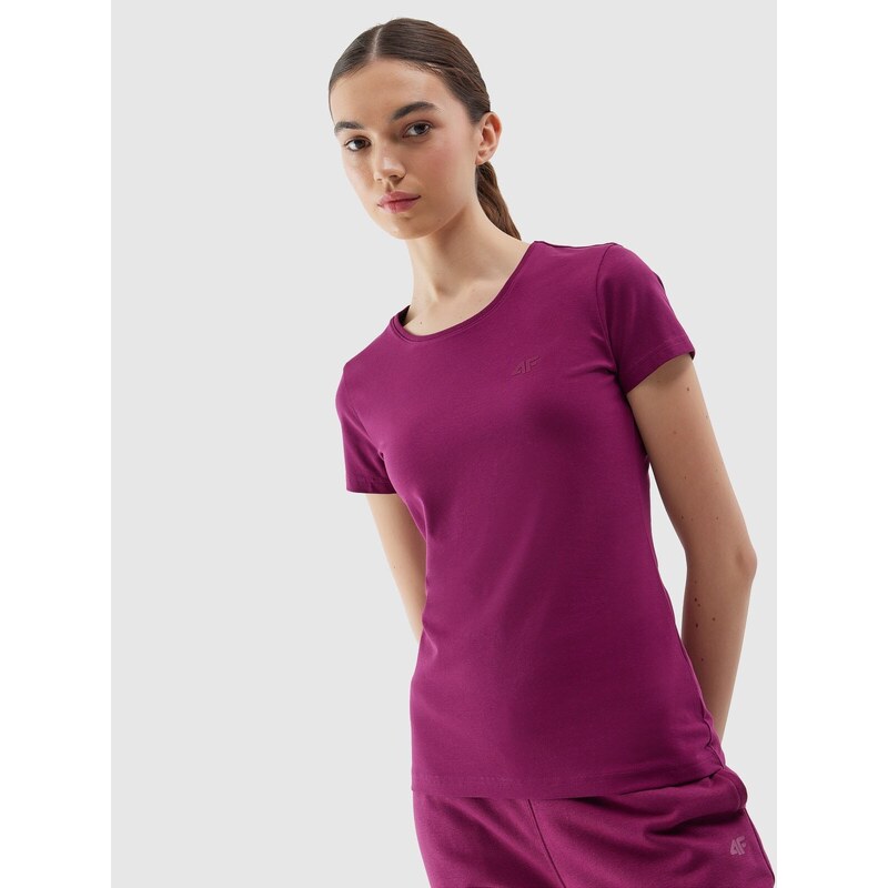 4F Dámské hladké tričko slim - fialové
