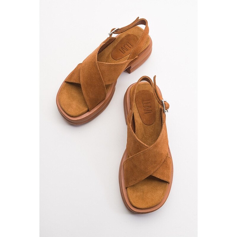 LuviShoes Most Of The Tobacco Suede Genuine Leather Women's Sandals