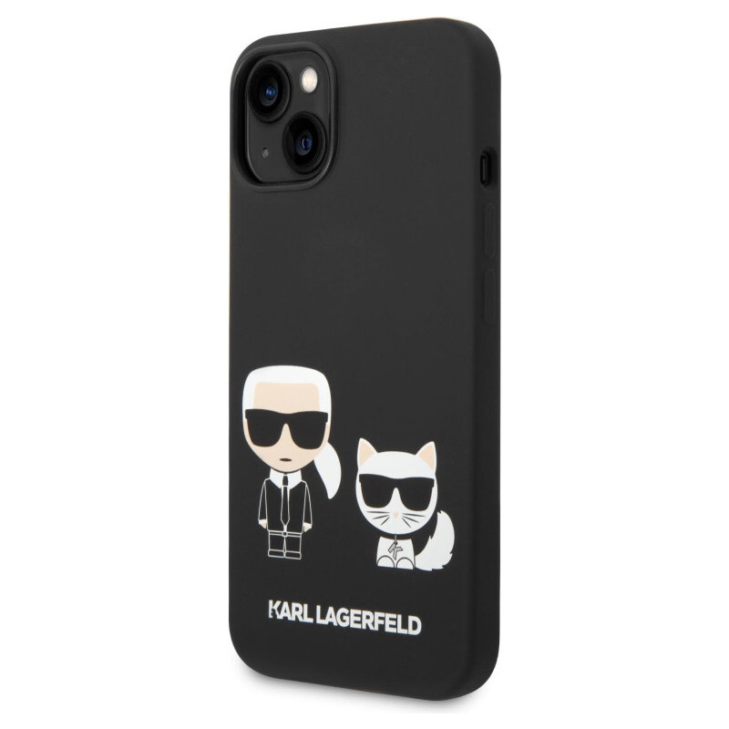 Karl Lagerfeld and Choupette Liquid Silicone Zadní Kryt pro iPhone 14 Plus černá