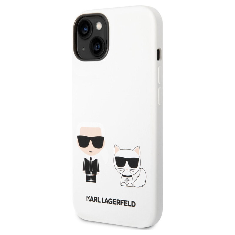 Karl Lagerfeld and Choupette Liquid Silicone Zadní Kryt pro iPhone 14 Plus bílá