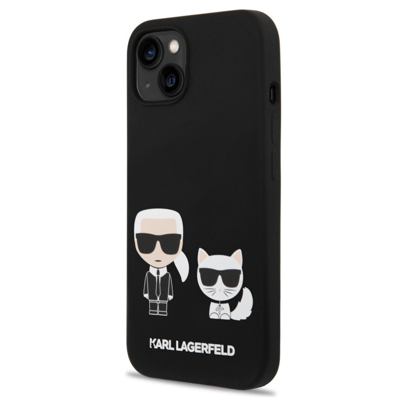 Karl Lagerfeld MagSafe Kompatibilní Kryt Liquid Silicone Karl and Choupette pro iPhone 14 Plus černá