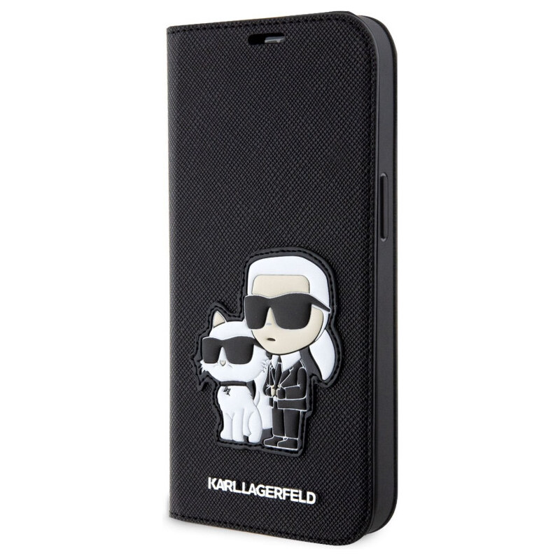 Karl Lagerfeld PU Saffiano Karl and Choupette NFT Book Pouzdro pro iPhone 14 černá