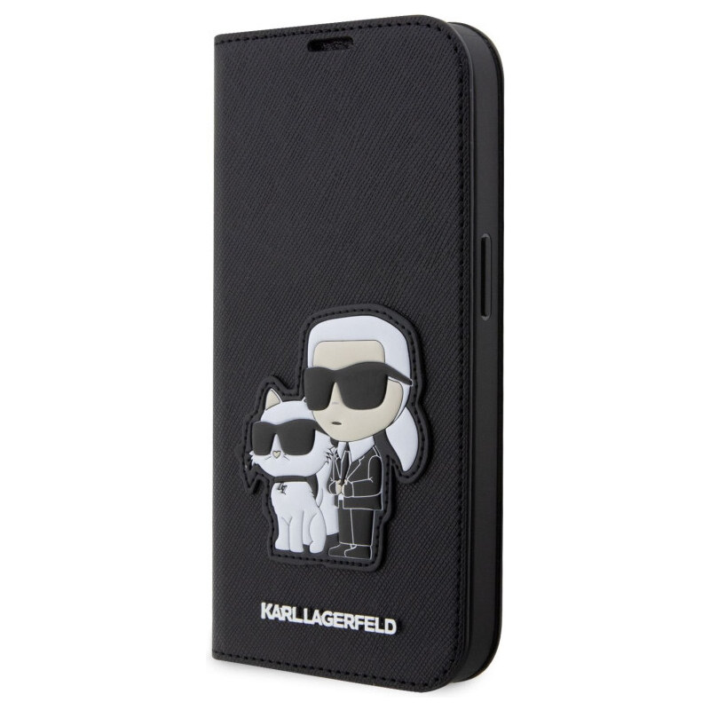 Karl Lagerfeld PU Saffiano Karl and Choupette NFT Book Pouzdro pro iPhone 14 Pro černá