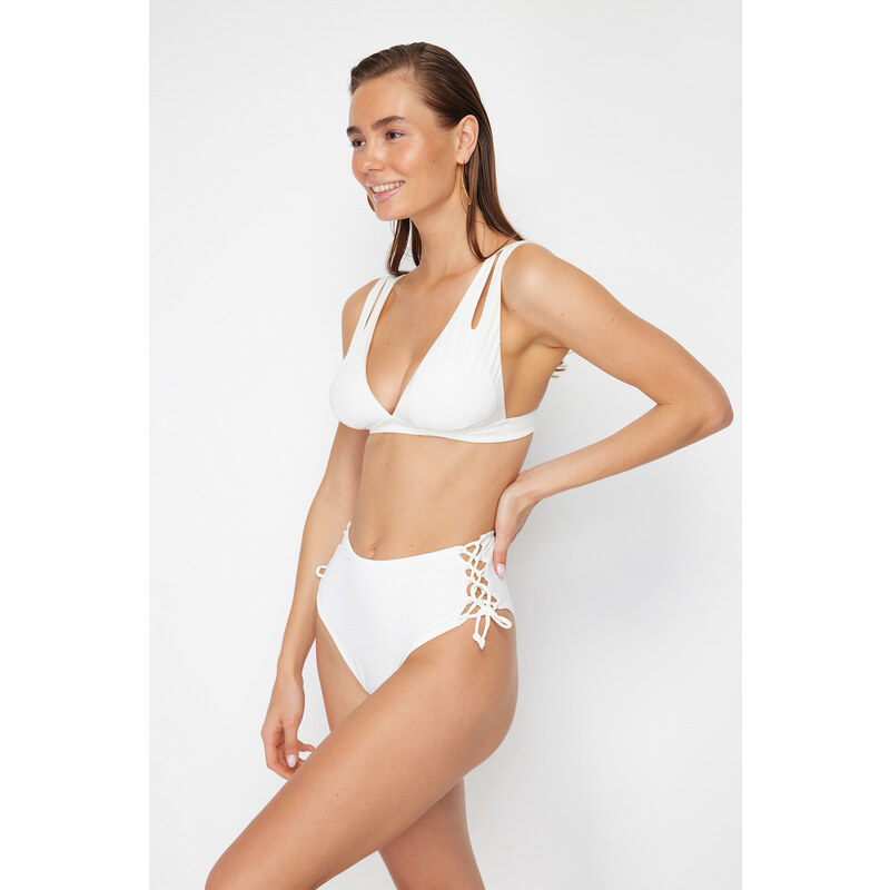 Trendyol Bridal Ecru Piping High Waist Hipster Bikini Bottom