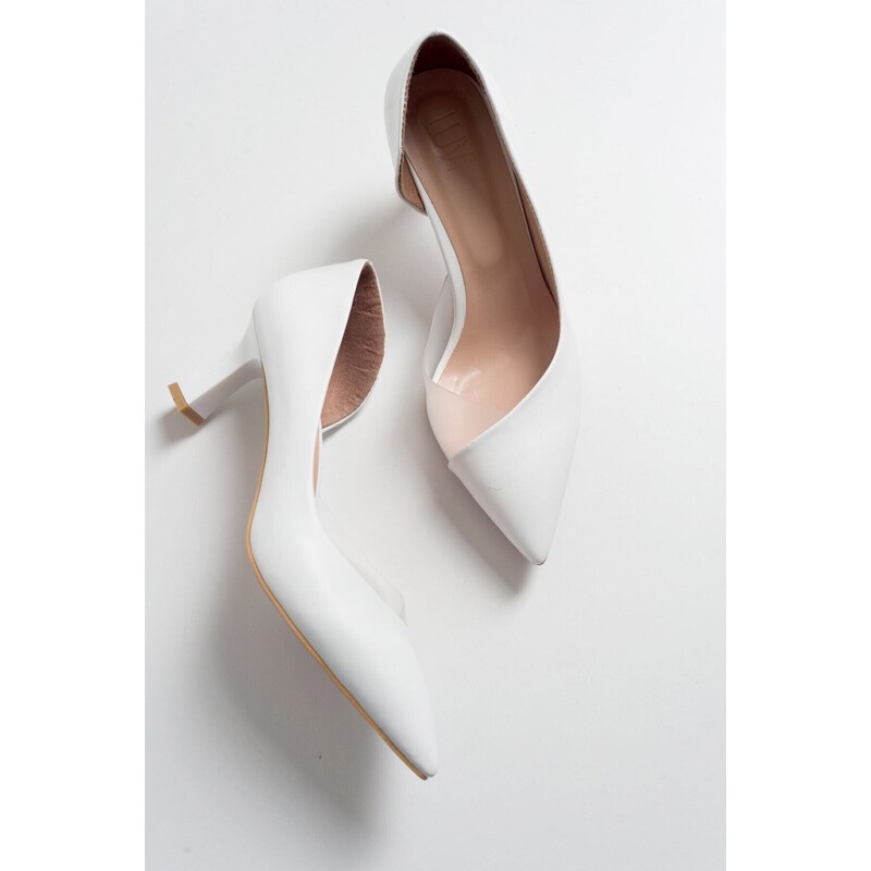 LuviShoes 353 White Skin Heels Women's Shoes