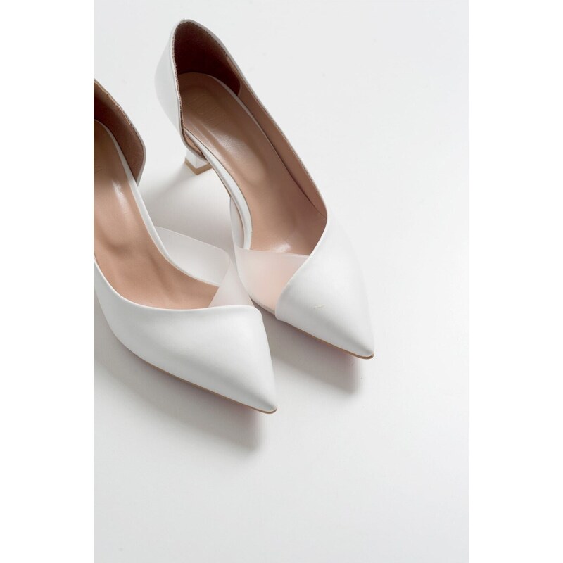 LuviShoes 353 White Skin Heels Women's Shoes