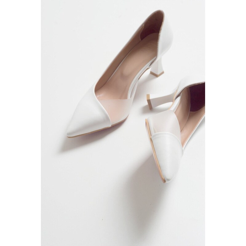 LuviShoes 353 White Skin Heels Women's Shoes